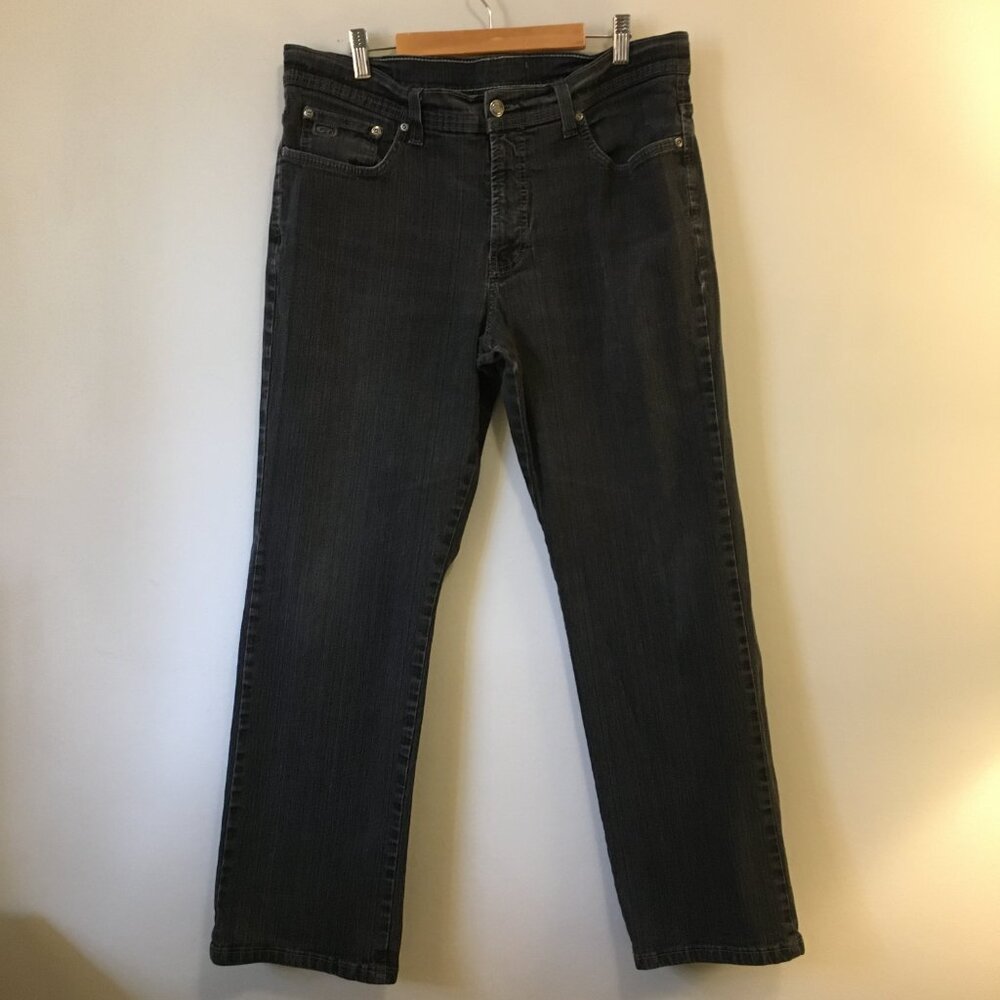 Point Zero Dark Grey Black Denim Jeans Straight Leg Size 34"